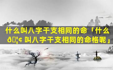 什么叫八字干支相同的命「什么 🦢 叫八字干支相同的命格呢」